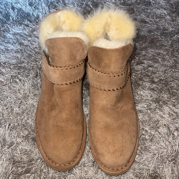UGG Australian McKay Tan Suede - Faux Fur Shearling Lined Ankle Booties / Boots - Picture 5 of 7
